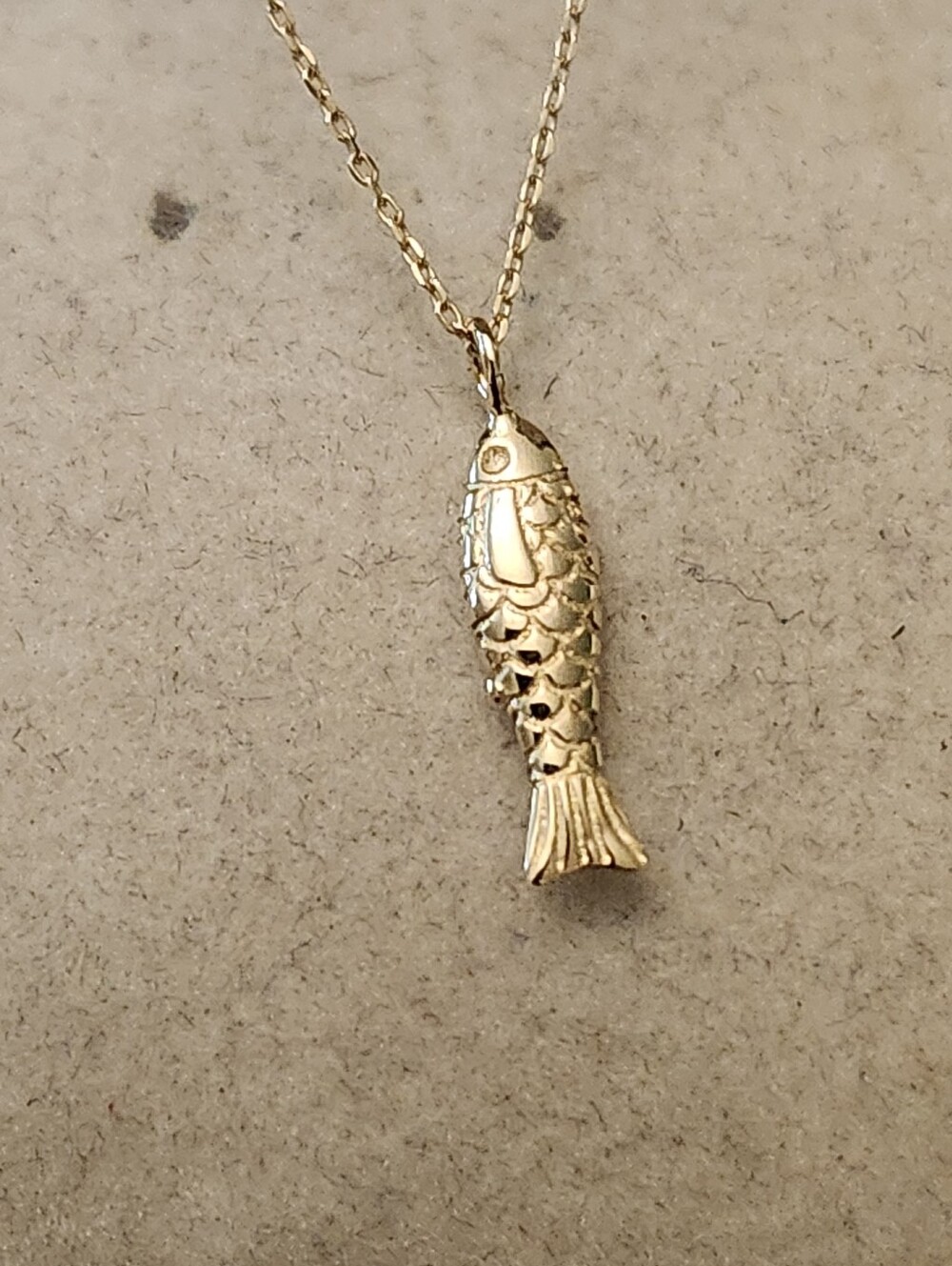 10kt Solid Yellow Gold - Gold Fish Necklace - Picture 2 of 7